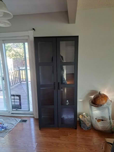 Photo of free Tall black shelf with glass doors (Colorado Springs) #2