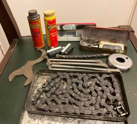 Photo of free Old bicycle chain and repair tools (Lewsey Farm LU4) #2