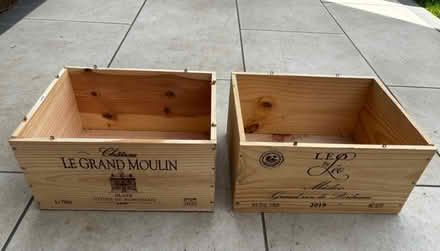 Photo of free 2 wooden wine boxes (Hinchley Wood KT10) #1