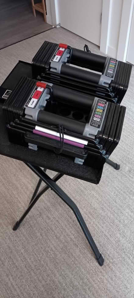 Photo of free Adjustable dumbbell set + stand (Downtown Berkeley) #1