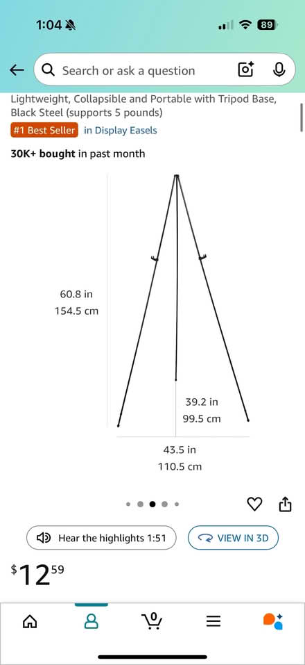 Photo of free Amazon basics standing easel (2) (Green lake) #2