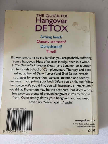 Photo of free Hangover detox book (Balham, SW12) #2