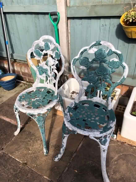 Photo of free 2 Metal garden chairs (Burscough L40) #1