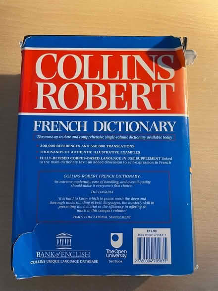 Photo of free Collins Robert large French–English/English–French dictionar (Talbot Village BH10) #2