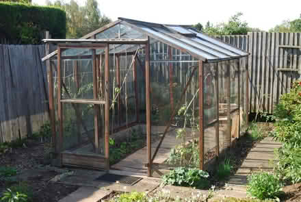 Photo of free 7'6" x 10' 6" wooden greenhouse - Ockbrook (The Moravian Settlement DE72) #1