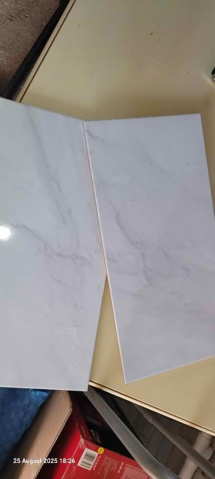 Photo of free 8 Large Marble Look Tiles (Swallownest S26) #1