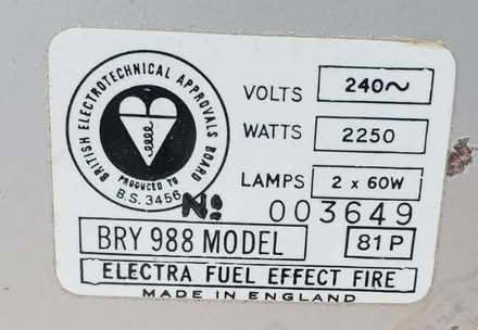 Photo of free 2.25 kW Electric fire that fits in a hearth (Earley RG6) #3
