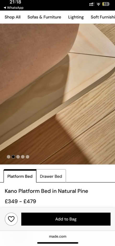 Photo of free Made.com king sized bed frame (Upper Holloway) #4