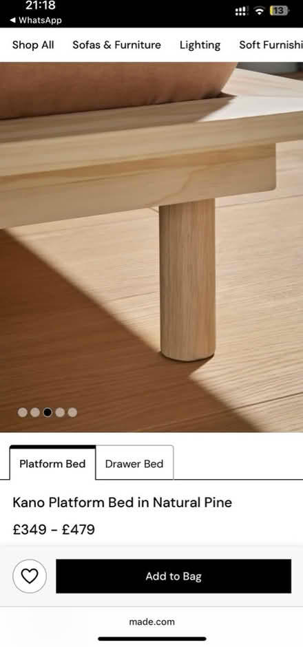 Photo of free Made.com king sized bed frame (Upper Holloway) #3