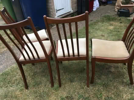 Photo of free Four solid wood upholstered chairs (Great Shelford CB22) #2