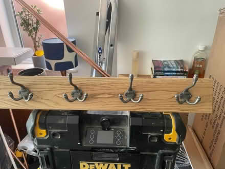 Photo of free Oak and metal coat hooks (Wigston Leicester LE18) #1