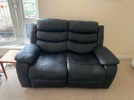 Photo of free 2 Seater Black Faux Leather Sofa (Cambridge CB3) #1