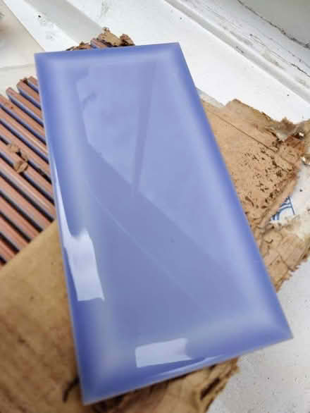 Photo of free 25 blue bevelled ceramic tiles, 20cmx10cm (Bohemia TN37) #1