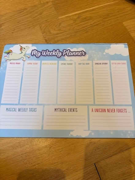 Photo of free Unicorn weekly planner (Widcombe) #1
