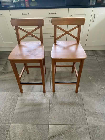 Photo of free 2 wooden bar stools (ME16 - Allington) #1