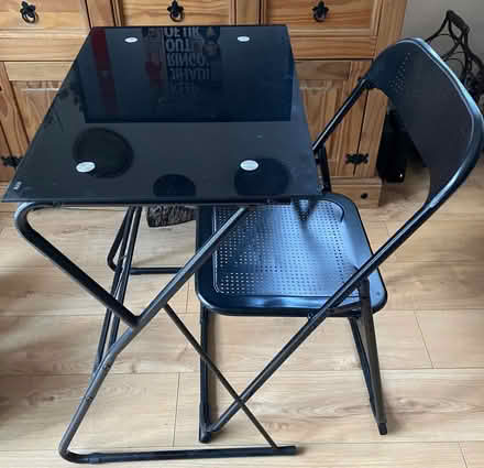 Photo of free Black metal desk and matching chair (Popley RG24) #2