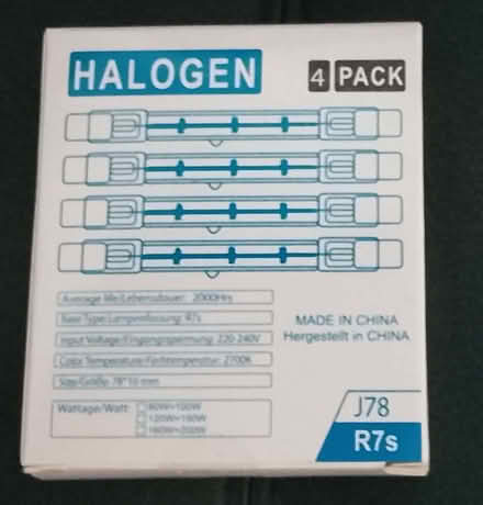 Photo of free Halogen linear light bulb R7s J78, pack of 4 (Stirling FK7) #1