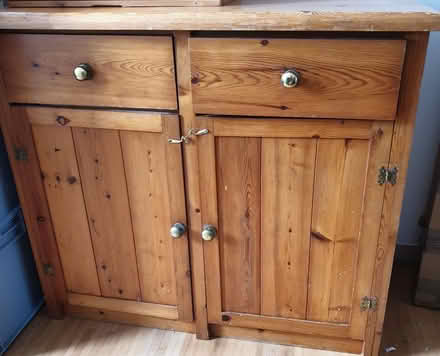 Photo of free pine cupboard 2 shelves 2 drawers (seaton EX12) #1