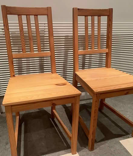 Photo of free Two pine dining chairs (Wormholt W12) #1