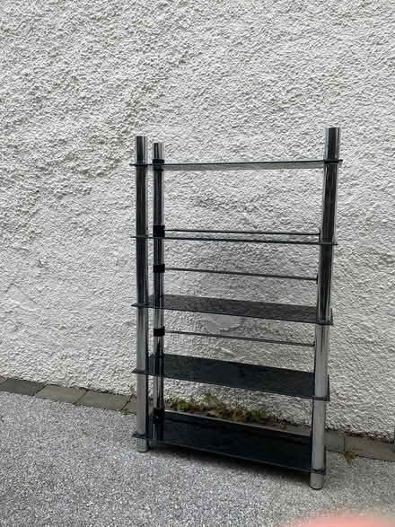 Photo of free Chrome and black glass shelf unit (Cardonald G52) #1