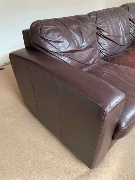 Photo of free Brown Leather 3 seat sofa (Palmer Park RG1) #2