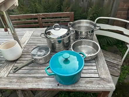 Photo of free Kitchen pans: saucepan, steamer set, cast iron casserole (Petts Wood BR5) #1