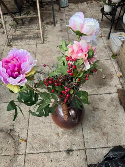 Photo of free Ceramic jug and artificial flowers (Leighton Buzzard LU7) #1