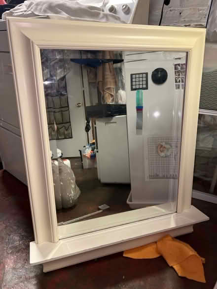 Photo of free white framed mirror with shelf (South Evanston) #1