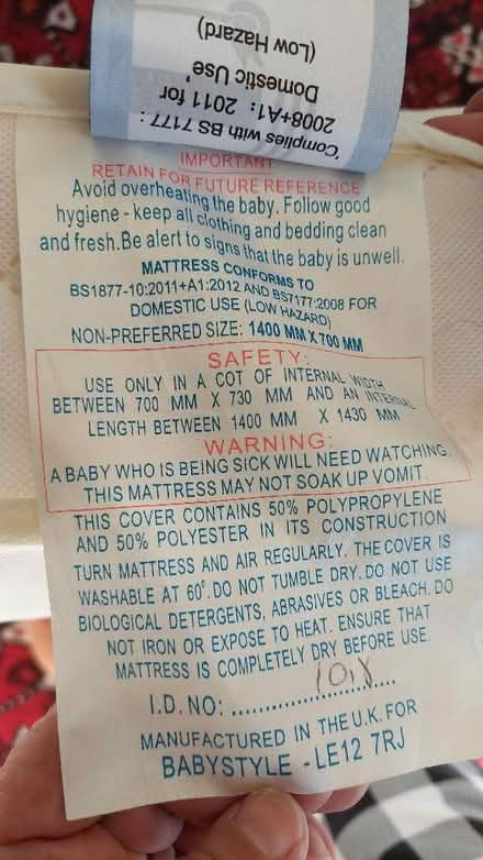 Photo of free Child cot mattress (Woosehill RG41) #3