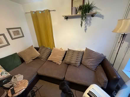 Photo of free L-shaped couch with cushions (Brookwood) #1