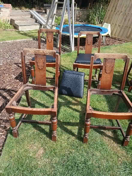 Photo of free Solid oak chairs faux leather seats x4 (New York NE29) #3