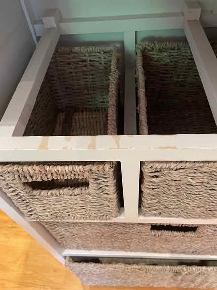 Photo of free White Basket Storage Unit with 6 Seagrass Baskets (Knightsbridge SW7) #3
