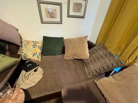 Photo of free L-shaped couch with cushions (Brookwood) #4