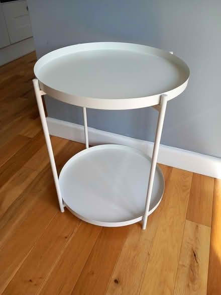 Photo of free 2 tier white metal side table (RG6 near Palmer Park) #1