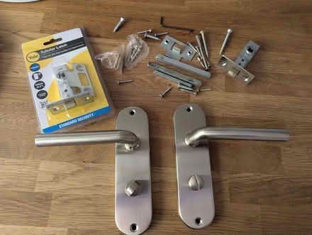 Photo of free Internal door handle with lock and a 'tubular latch' (Cranbourne RG21) #1