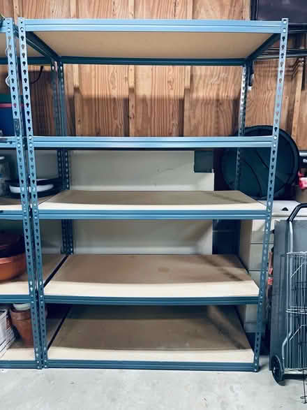 Photo of free 6ft Tall Metal/Wood Shelving Unit (Reston, VA) #1