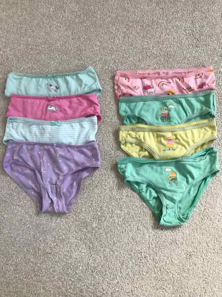 Photo of free 8 pairs F&F girls briefs age 2-3 yr Peppa pig and unicorns. (Northchurch HP4) #1