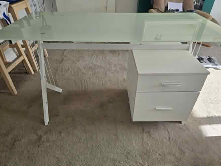Photo of free Glass top desk, drawers, chair (Torquay) #1