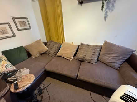 Photo of free L-shaped couch with cushions (Brookwood) #2