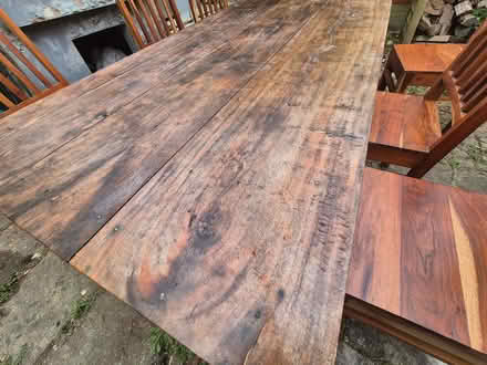 Photo of free Solid teak table and six chairs (Altrincham WA15) #3