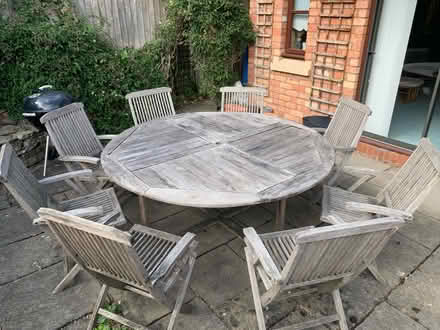 Photo of free Teak garden table and 8 chairs (Malvern Wells WR14) #1