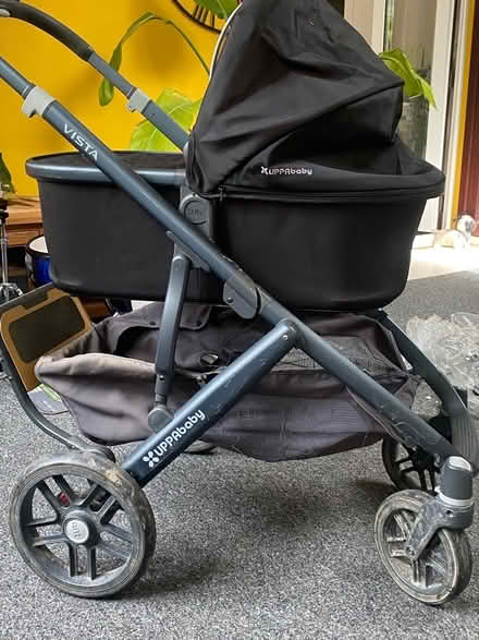 Photo of free Black pushchair/ carrycot and buggy board (Guilsfield SY21) #3