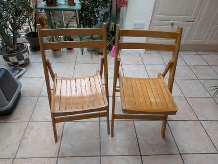 Photo of free 2 wooden folding chairs (Worcester - WR5) #1