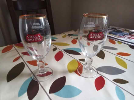 Photo of free Two Stella Artois half pint glasses (St Andrew's Wharf DE1) #1