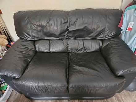Photo of free Black leather sofa (Hackenthorpe S12) #1