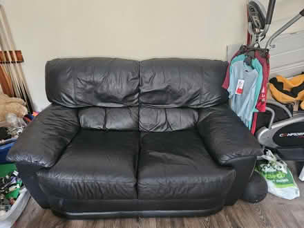 Photo of free Black leather sofa (Hackenthorpe S12) #2
