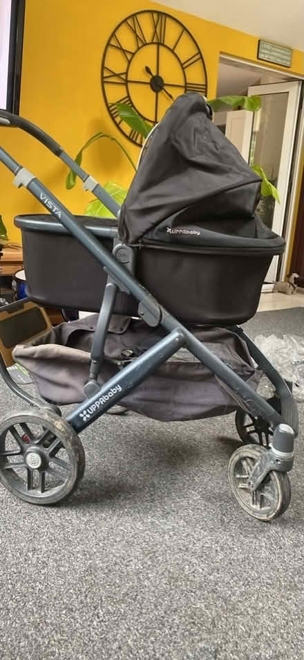 Photo of free Black pushchair/ carrycot and buggy board (Guilsfield SY21) #2