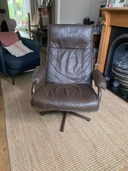 Photo of free Reclining Brown Faux Leather Chair (Ewell, KT19) #1
