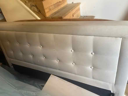 Photo of free Queen fabric bed frame (NE DC) #1