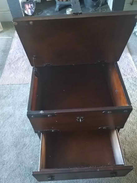 Photo of free Dark wood table / storage chest could be used as a table (Lammack BB1) #3